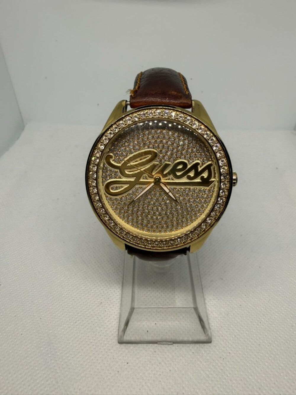 Guess 25th Anniversary U75033L5 Women's Gold-Tone Crystal Glitz Bezel Watch